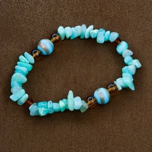 AMAZONITE/TURQUOISE-AMBER Beaded Bracelet